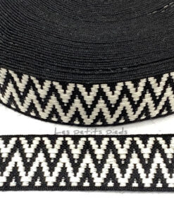 Gurtband 40 mm - Chevron beidseitig - schwarz / weiss