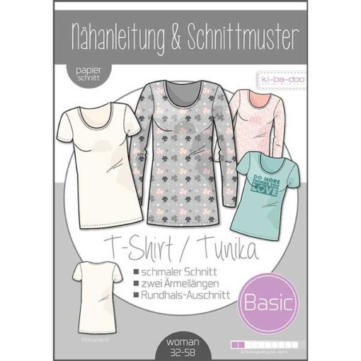 Papierschnittmuster T- Shirt / Tunika Gr 32 - 58 - Ki-ba-doo