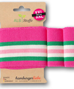 Bündchen Biobaumwolle - "Cuff me College" pink / grün