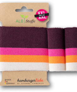 Bündchen Biobaumwolle - "Cuff me College" - weiss/ mauve/ pink/ gelb