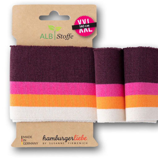 Bündchen Biobaumwolle - "Cuff me College" - weiss/ mauve/ pink/ gelb