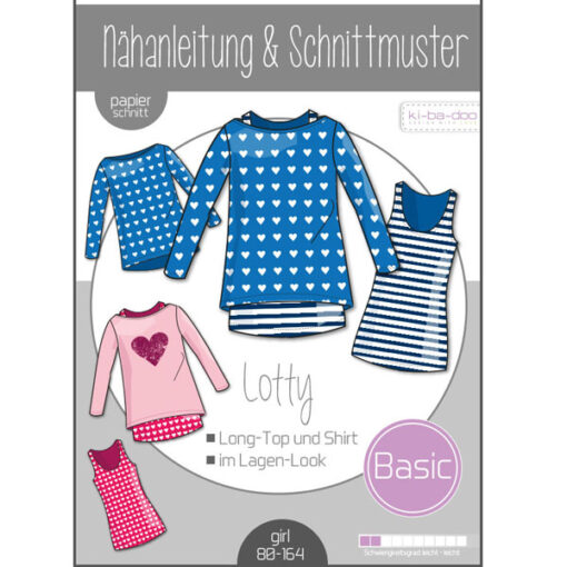 Papierschnittmuster Doppelshirt Lotty Gr 80 - 164 - Ki-ba-doo