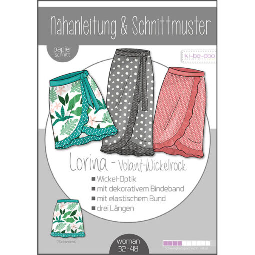 Papierschnittmuster Fake Wickelrock Lorina Gr 32 - 48 - Ki-ba-doo