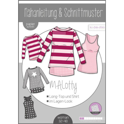 Papierschnittmuster Doppelshirt MAlotty Gr 32 - 48 - Ki-ba-doo