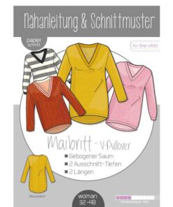 Papierschnittmuster V Pullover Maibritt Gr 32 - 48 - Ki-ba-doo