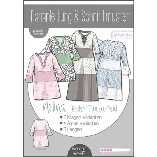 Papierschnittmuster Boho Kleid Nelina Gr 32 - 48 - Ki-ba-doo