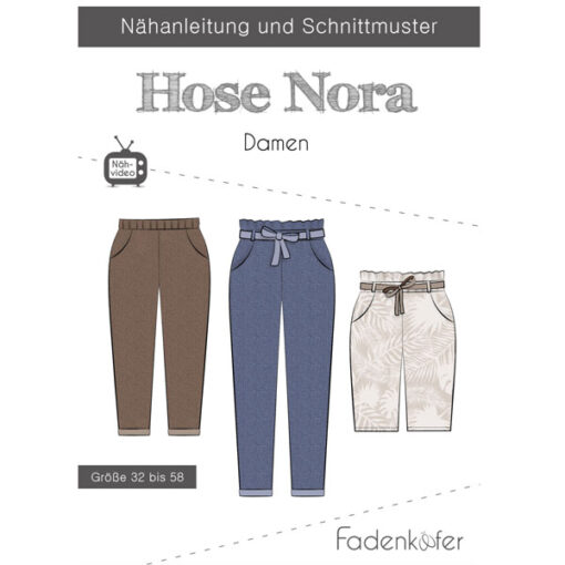 Papierschnittmuster Hose Nora Gr 32 - 58 - Fadenkäfer