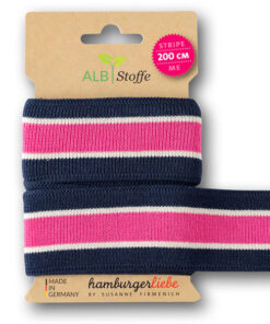 Strickband - "stripe me College" dunkelblau / pink