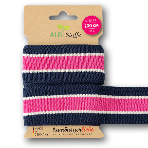 Strickband - "stripe me College" dunkelblau / pink