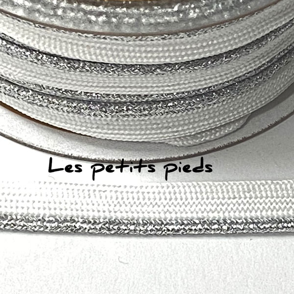 Paspelband 10 mm - weiss lurex