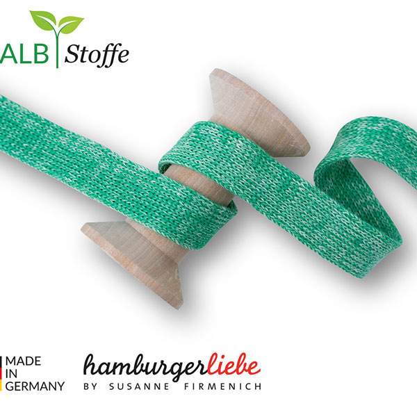 Flachkordel Hamburger Liebe 20mm - grün melange
