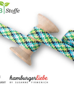 Flechtflachkordel Twist Me Hamburger Liebe 20mm - grün / blau / türkis