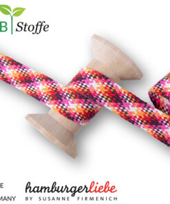 Flechtflachkordel Twist Me Check Hamburger Liebe 24mm - rosa / pink/ orange