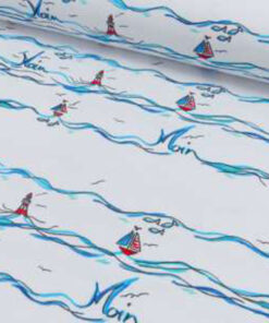 Sommersweat - "Moin Moin" Boote - weiss / blau