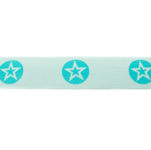 Gummiband 40 mm - Sterne gewebt - mint / dunkelmint