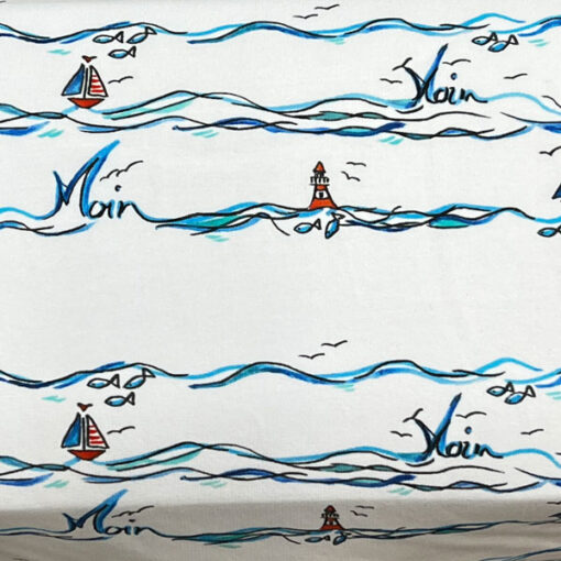 Sommersweat - "Moin Moin" Boote - weiss / blau