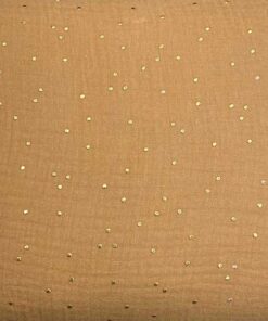 Double Gauze Punkte - ocker / gold