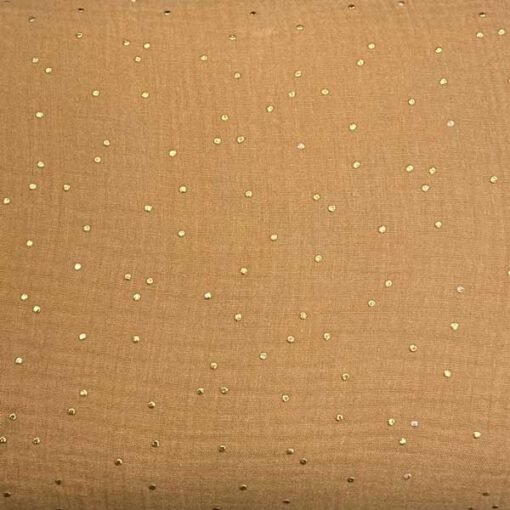 Double Gauze Punkte - ocker / gold