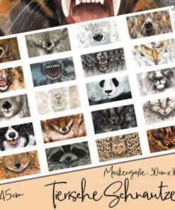 Biobaumwolle - Tierschnauzen Panel für 20 Masken