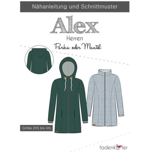 Papierschnittmuster Parka Alex Herren Gr 2XS - 4 XL - Fadenkäfer