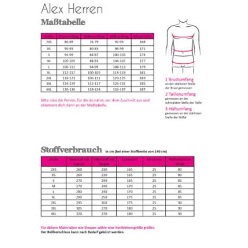 Papierschnittmuster Parka Alex Herren Gr 2XS - 4 XL - Fadenkäfer