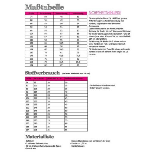 Papierschnittmuster Softshelljacke Gr. 74 - 164 - Fadenkäfer – Bild 2