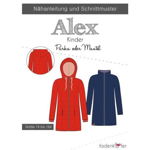 Papierschnittmuster Parka oder Mantel Alex Gr. 74 - 164 - Fadenkäfer