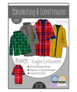 Papierschnittmuster Raglan Strickmantel Bente Gr 32 - 58 - Ki-ba-doo