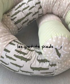 Bettschlange Krokodil grün / beige
