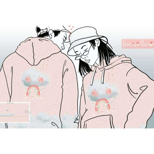 Biosommersweat "Love is in the air" Lillestoff Panel - apricot / bunt