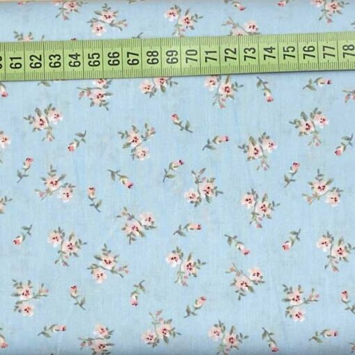 Baumwolle - Rosen hellblau