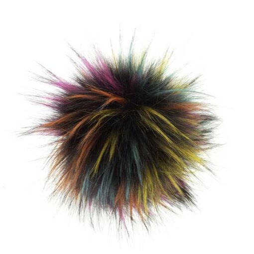 Kunstfellpompon Pro Lana - 12 cm - rainbow