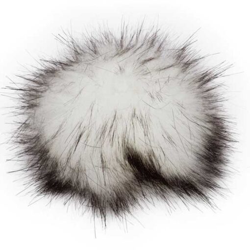 Kunstfellpompon Pro Lana - 12 cm - weiss / schwarz
