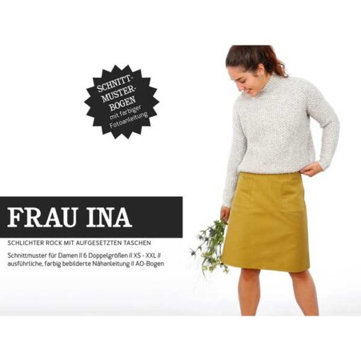 Papierschnittmuster "Frau Ina" Rock mit ausgesetzten Taschen Gr 146- 48 - Studio Schnittreif