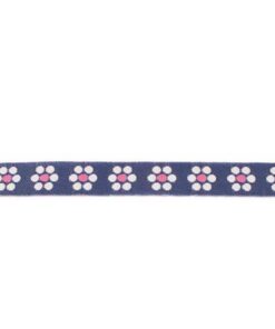 Webband Blumen 16 mm - blau / pink