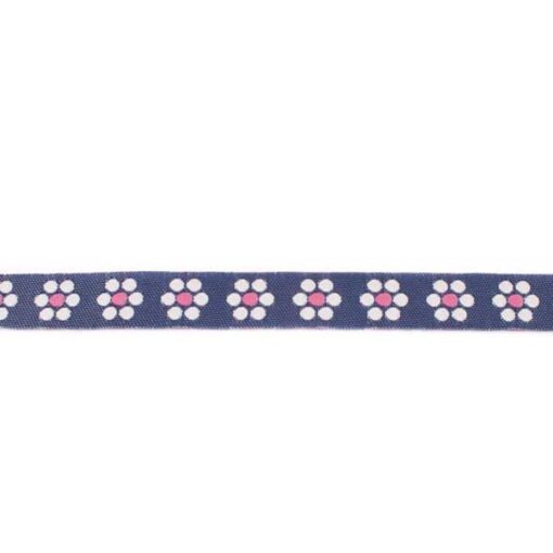 Webband Blumen 16 mm - blau / pink
