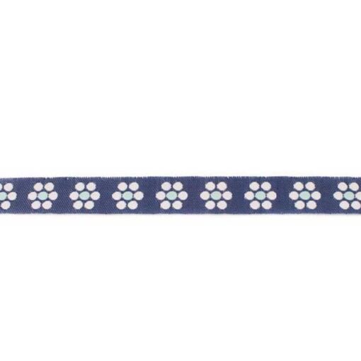 Webband Blumen 16 mm - blau / mint