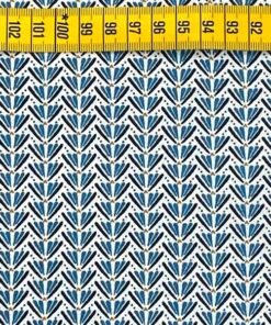 Baumwolle - Fächer - blau / senf
