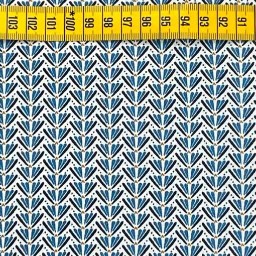 Baumwolle - Fächer - blau / senf