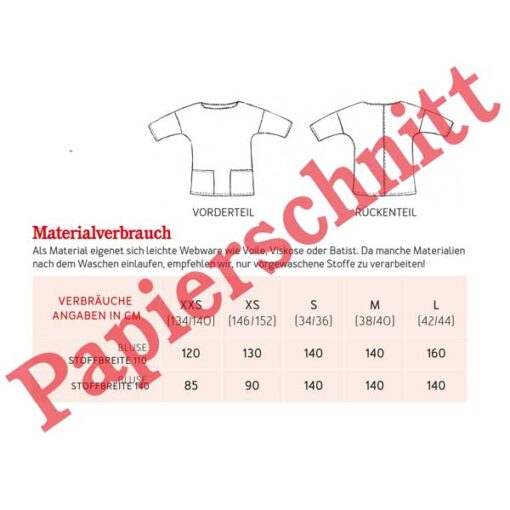 Papierschnittmuster "Frau Aiko" Bluse mit Taschen Gr 146- 48 - Studio Schnittreif