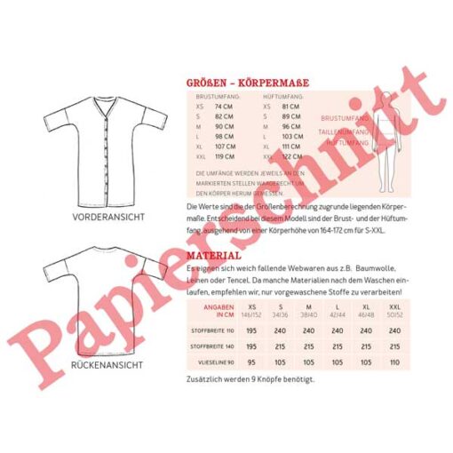 Papierschnittmuster "Frau Edda" gerades Blusenkleid Gr 146- 52 - Studio Schnittreif