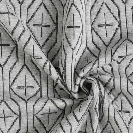 Jacquardsteppjersey Sweet Home Snuggle - hellgrau