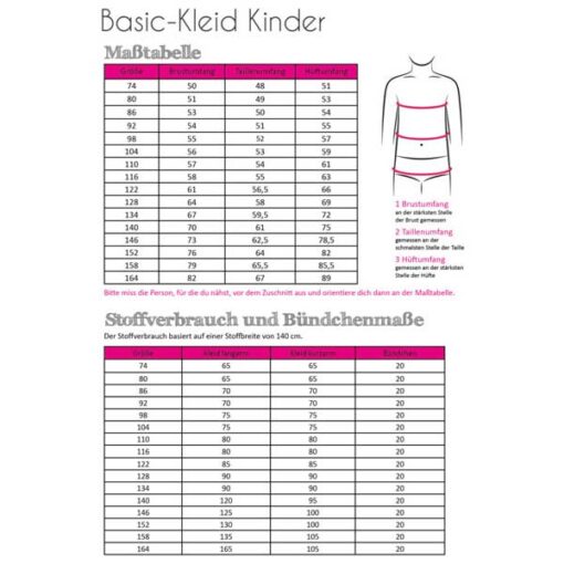 Papierschnittmuster Basic Kleid Gr. 74 - 164 - Fadenkäfer – Bild 4