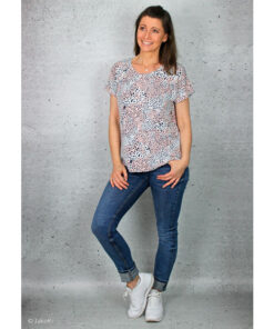 Viskosjersey - "Selina" Tierprint - schwarz / weiss / rosé