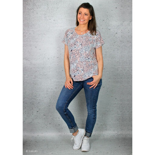 Viskosjersey - "Selina" Tierprint - schwarz / weiss / rosé