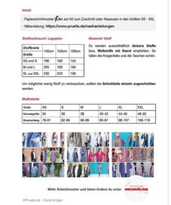 Papierschnittmuster "Cardigan jONE" XS-XXL - Prülla