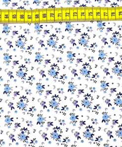 Baumwolle - Miniblüten weiss / hellblau / flieder