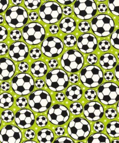 Baumwolle - Fussball grün / weiss /schwarz