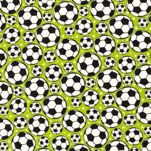 Baumwolle - Fussball grün / weiss /schwarz
