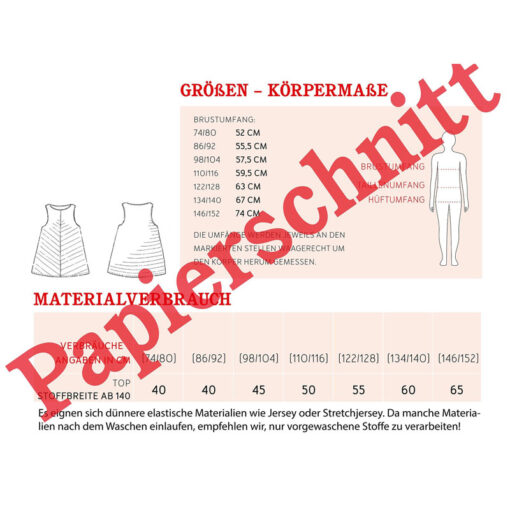 Papierschnittmuster "Lizzy" Mädchentop Gr 70-152 - Studio Schnittreif